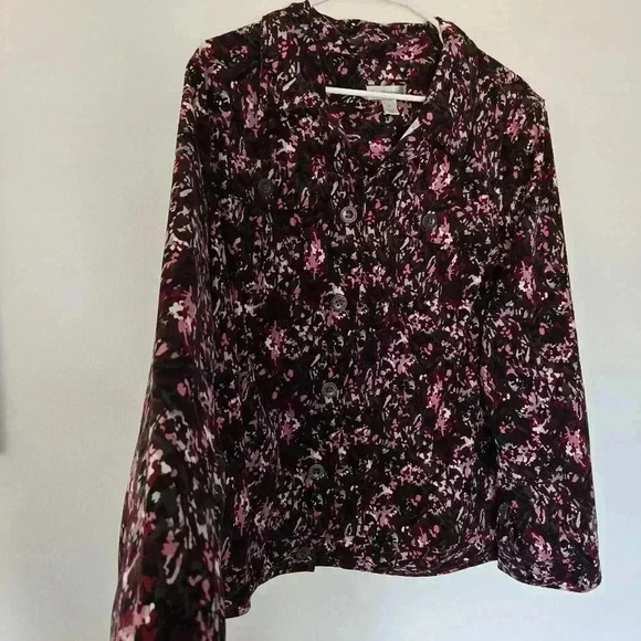 Cj Banks Maroon, Gray & Pink Long Sleeve Jacket Women Size 2X - Picture 8 of 12